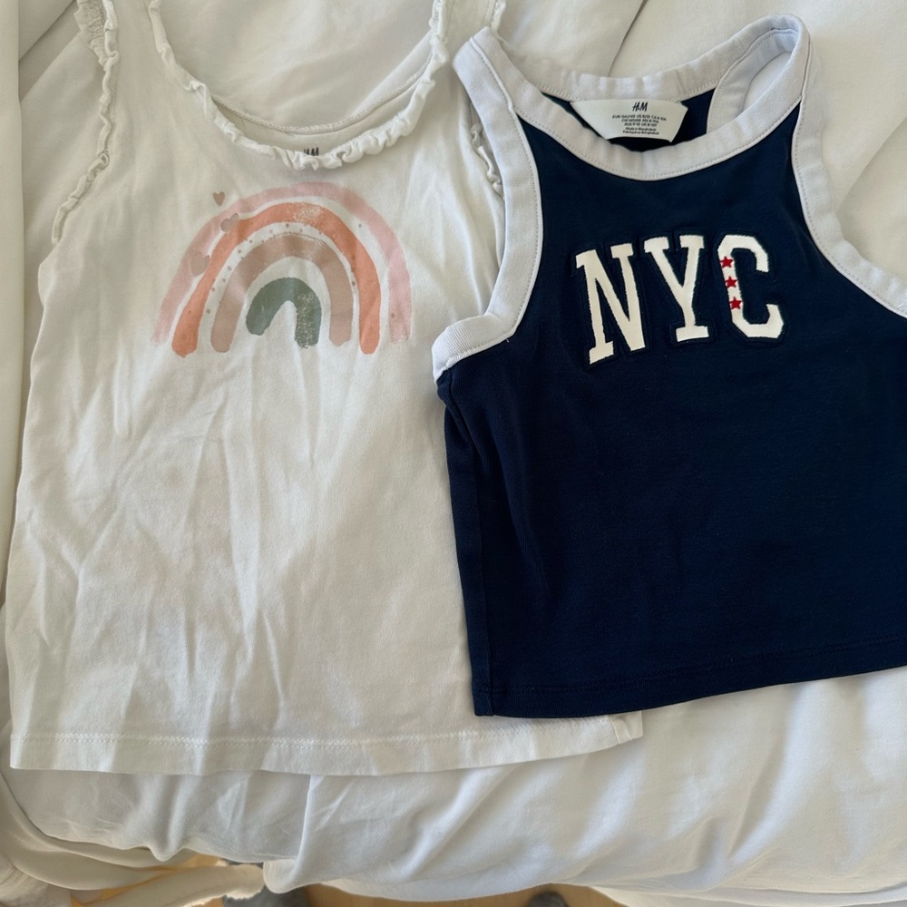 H&M Kids White and Navy Tank Tops